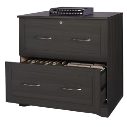 Realspace® Pelingo 31"W Lateral 2-Drawer File Cabinet, Dark Gray