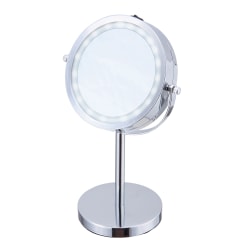 EuroHome Elle Plastic Vanity Mirror With LED Lights, 4-3/4"H x 7"W x 11-13/16"D, Silver