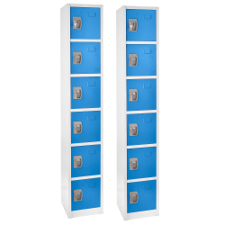 Alpine 6-Tier Steel Lockers, 72"H x 12"W x 12"D, Blue, Pack Of 2 Lockers