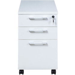 Boss Office Products Simple System 22" Vertical 3-Drawer Mobile Pedestal Box File Cabinet, White