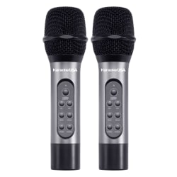 Karaoke USA Professional Dual 900 MHz UHF Wireless Handheld Microphones with Receiver, Black, Set Of 2 Microphones, WM906