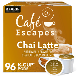 Café Escapes Chai Latte Keurig Single-Serve K-Cup Pods, 24 Pods Per Pack, Case Of 4 Packs