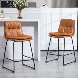 Glamour Home Bauer Faux Leather Counter Height Stools With Back, Brown, Set Of 2 Stools