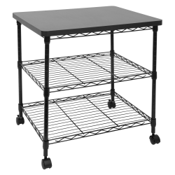 Mount-It MI-7856 3-Tier Height-Adjustable Steel Printer Cart, 26"H x 23"W x 20"D, Black