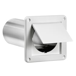 Lambro Wall Exhaust Dryer Vent with Single Flap and 11-in. Pipe, White, 1422WTP