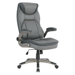 Office Star™ Ergonomic Leather High-Back Executive Office Chair, Charcoal/Titanium