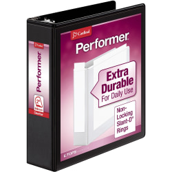 Cardinal® Performer™ ClearVue™ Slant-D® Ring Binder, 3 Rings, 2" Capacity, 11x8.5, Black