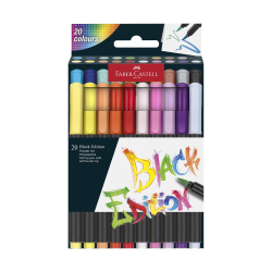 Faber-Castell Black Edition Super Soft Brush Pens, Assorted Colors, Total Qty 20