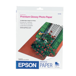 Epson® Premium Photo Paper, 8" x 10", 68 Lb, High Gloss, White, 20 Sheets