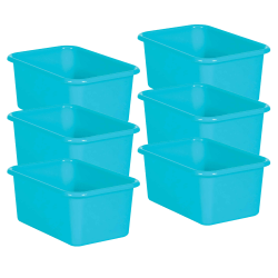 Teacher Created Resources Small Plastic Storage Bins, 5"H x 11-3/8"W x 7-3/4"D, Teal, Pack Of 6
