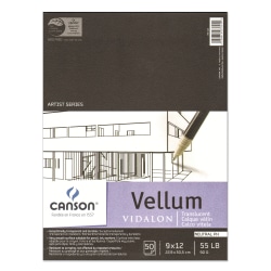 Canson Vidalon Tracing Vellum Pad, 9" x 12", Pack Of 50 Sheets