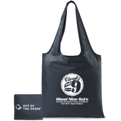 Custom Out Of The Ocean® Promotional Pocket Tote, 16-15/16" x 16-1/2", Black/Navy Blue