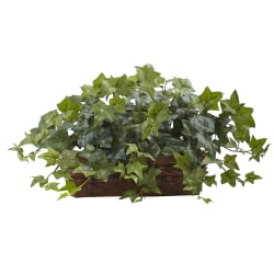 Nearly Natural 12-1/2"H Puff Ivy With Ledge Basket, Green/Brown