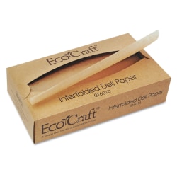 Bagcraft EcoCraft® Interfolded Soy Wax Deli Sheets, 10" x 10-3/4", Brown, 500 Sheets Per Box, Carton Of 12 Boxes