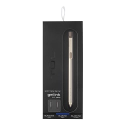 TUL® Fine Writing Solid Metal Barrel Retractable Gel Pen With 2 Refills, Medium Point, 0.7 mm, Champagne Barrel, Black/Blue Ink