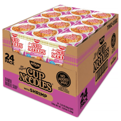 Nissin Cup Noodles With Shrimp, 2.25 Oz, Pack Of 24 Cups