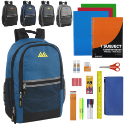 Trailmaker Backpacks With 30-Piece School Supply Set, Assorted Colors, Set Of 12 Backpacks