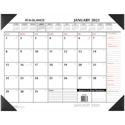 AT-A-GLANCE 2023 RY Two-Color Monthly Desk Pad, Large, 21 3/4" x 17"