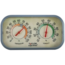 Taylor Thermometer with Humidity Meter - 0°F (-17.8°C) to 120°F (48.9°C) - Easy to Read, Humidity Indicator - For Indoor - Assorted