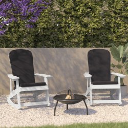 Flash Furniture Savannah All-Weather Adirondack Rocking Chairs with Cushions, Gray/White, Set Of 2 Chairs