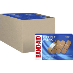 Band-Aid Flexible Fabric Adhesive Bandages - 1" - 1200/Carton - 100 Per Box - Beige - Fabric
