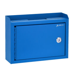 Alpine AdirOffice Medium Size Steel Multi-Purpose Suggestion Drop Box, 7-1/2"H x 9-13/16"W, 3-7/16"D, Blue