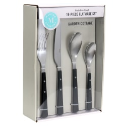 Martha Stewart Garden Cottage 16-Piece Stainless Steel Flatware Set, Black