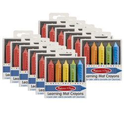 Melissa & Doug Learning Mat Crayons, Assorted Colors, 5 Crayons Per Pack, Set Of 12 Packs