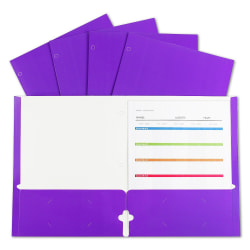 C-Line 2-Pocket Laminated Paper Portfolios With 3-Hole Punch, 8-1/2" x 11", Purple, Box Of Portfolios