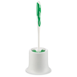 Libman Commercial Round Bowl Brushes And Open Caddies, 15", White/Green, Pack Of 4 Brushes