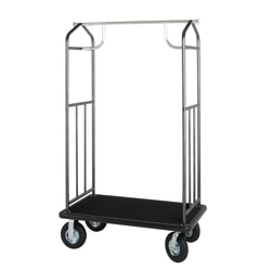 Hospitality 1 Source Transporter Bellman's Cart, 68"H x 43"W x 25"D, Black Carpet/Hammertone