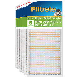 Filtrete MPR 700 Electrostatic Air Filter 7147-6PK-EC, 10 in x 30 in x 1 in (25.4 cm x 76.2 cm x 2.5 cm)