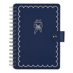 Citrine 12-Month Monthly/Weekly Twin Loop Planner, 5-13/16" x 8", Navy Bow, July 2026-June 2027, Total Qty 1
