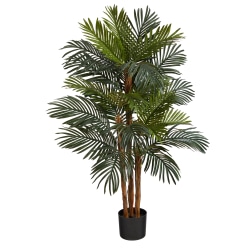 Nearly Natural Robellini Palm 48"H Artificial Plant With Planter, 48"H x 12"W x 12"D, Green/Black