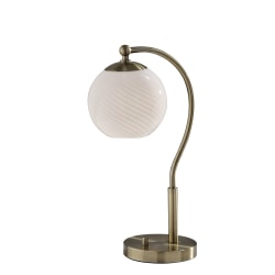 Adesso Swirl Desk Lamp, Antique Brass with White Swirl Glosted Shade
