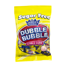 Dubble Bubble Sugar-Free Bubble Gum, 3.25 Oz Per Bag, Box Of 12 Bags