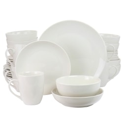 Elama Iris 32-Piece Porcelain Dinnerware Set, White
