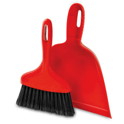 Libman Commercial Dust Pan With Whisk Broom, 10"W, Red, Pack Of 6 Sets