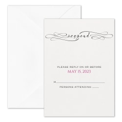 Custom Wedding & Event Response Cards With Envelopes, Calligraphy Love, 3-1/2" x 4-7/8", Box Of 25 Cards