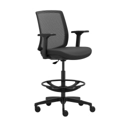 WorkPro® Expanse Series Mesh/Fabric Mid-Back Height Adjustable Task Stool, Black/Black