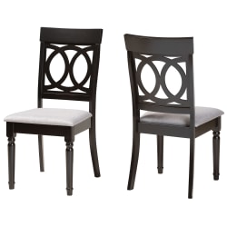Baxton Studio Lucie Dining Chairs, Gray/Espresso Brown, Set Of 2