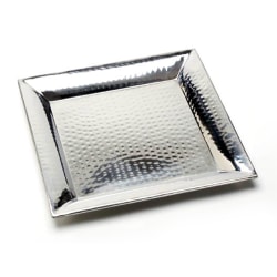 American Metalcraft Square Hammered Stainless Steel Tray, 16" x 16" x 1-1/8", Silver