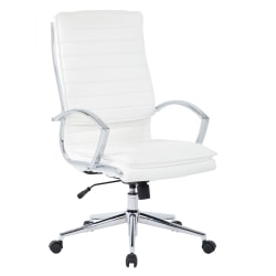 Office Star™ Pro-Line II™ SPX Bonded Leather High-Back Chair, White/Chrome