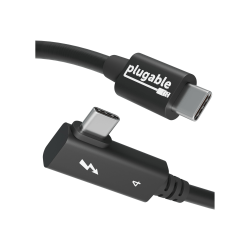 Plugable Thunderbolt 4 Cable Right Angle 40Gbps with 240W EPR Charging, 8K Display, Intel Certified - 2.6 Feet (80CM) - TBT4240W80CMR
