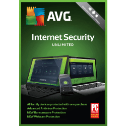 AVG Technologies Avast AVG Internet Security 2019 Unlimited, For PC/Mac , Product Key