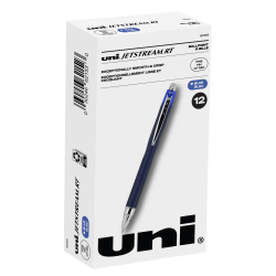 uni-ball® Jetstream™ RT Retractable Ballpoint Pens, Fine Point, 0.7 mm, Blue Barrel, Blue Ink, Pack Of 12