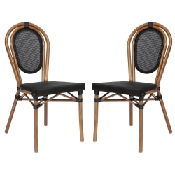 Flash Furniture 2 Pack Marseille Indoor/Outdoor Commercial Thonet Bistro Stacking Chair, Black/Natural Frame -2SDA6422STXTBKN