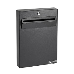 Alpine AdirOffice Large Wall Mounted Weatherproof Steel Drop Box, 16"H x 11"W x 2-7/16"D, Black