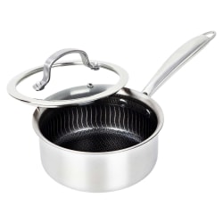 Brentwood® 3-Ply Hybrid Non-Stick Stainless Steel Saucepan with Tempered Glass Lid, 1.5-Qt., Silver