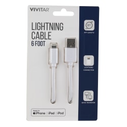 Vivitar Lightning To USB-A Cable, 6', Black, NIL1006-WHT-STK-24